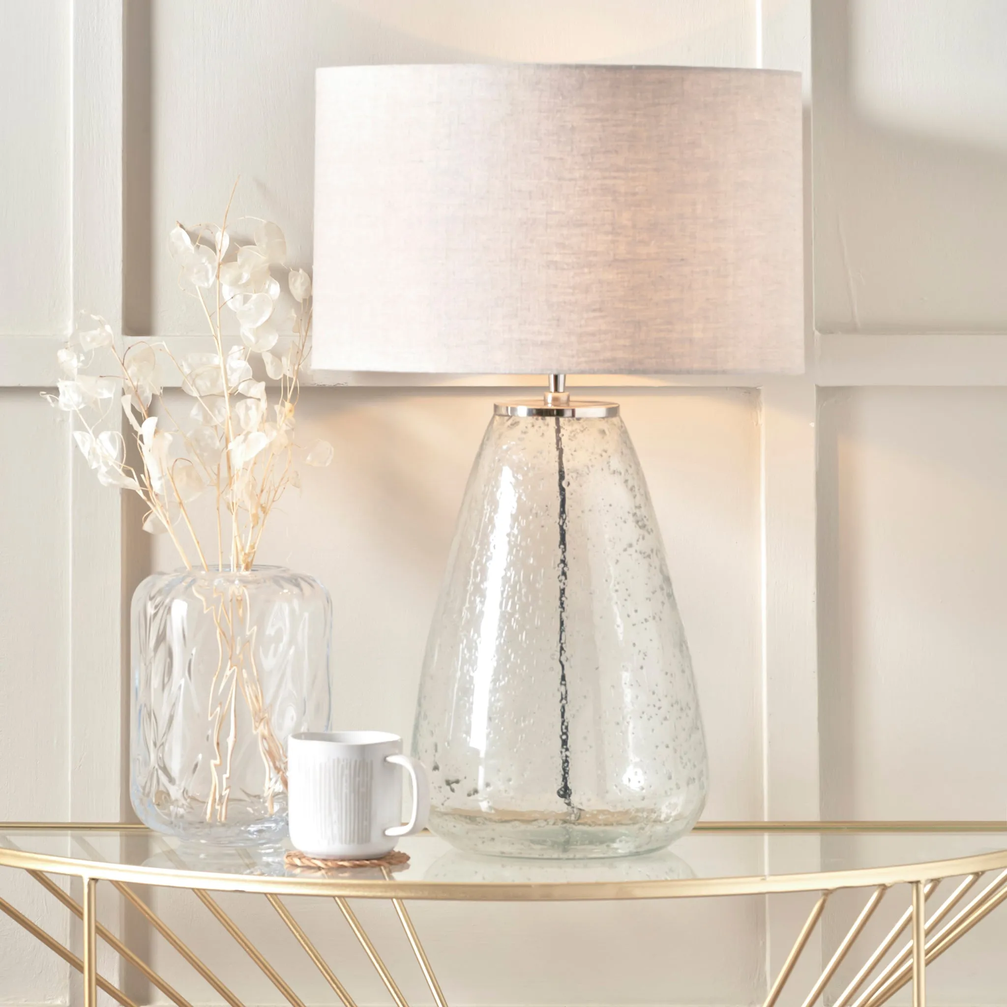 Elysia Bubble Glass and Silver Metal Table Lamp