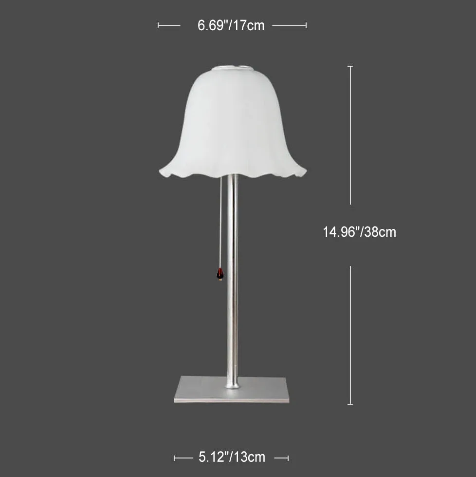 European Simple Glass Pod Pleated Shade Pull Cord LED Table Lamp