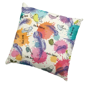 Feathers and Bird Art Cushion