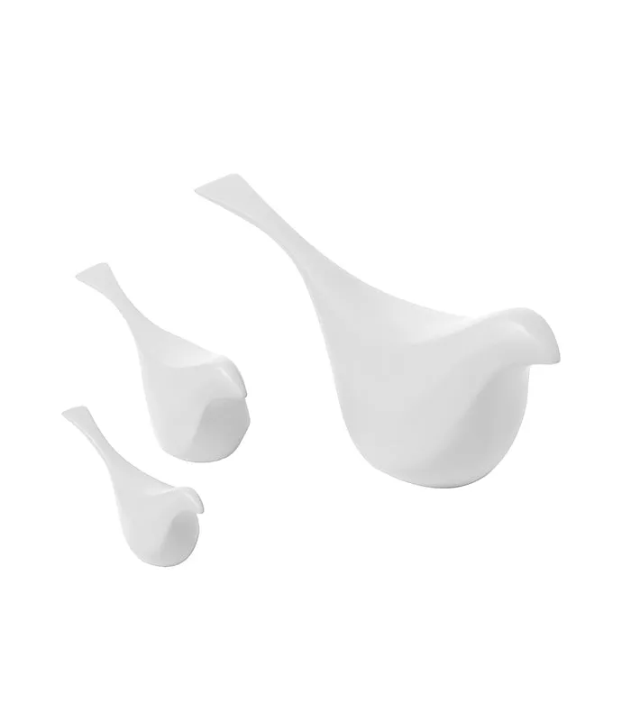 Finch bird set of 3 - White