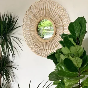 Flower Rattan Mirror