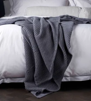 French Blue Big Waffle 100% Cotton Throw