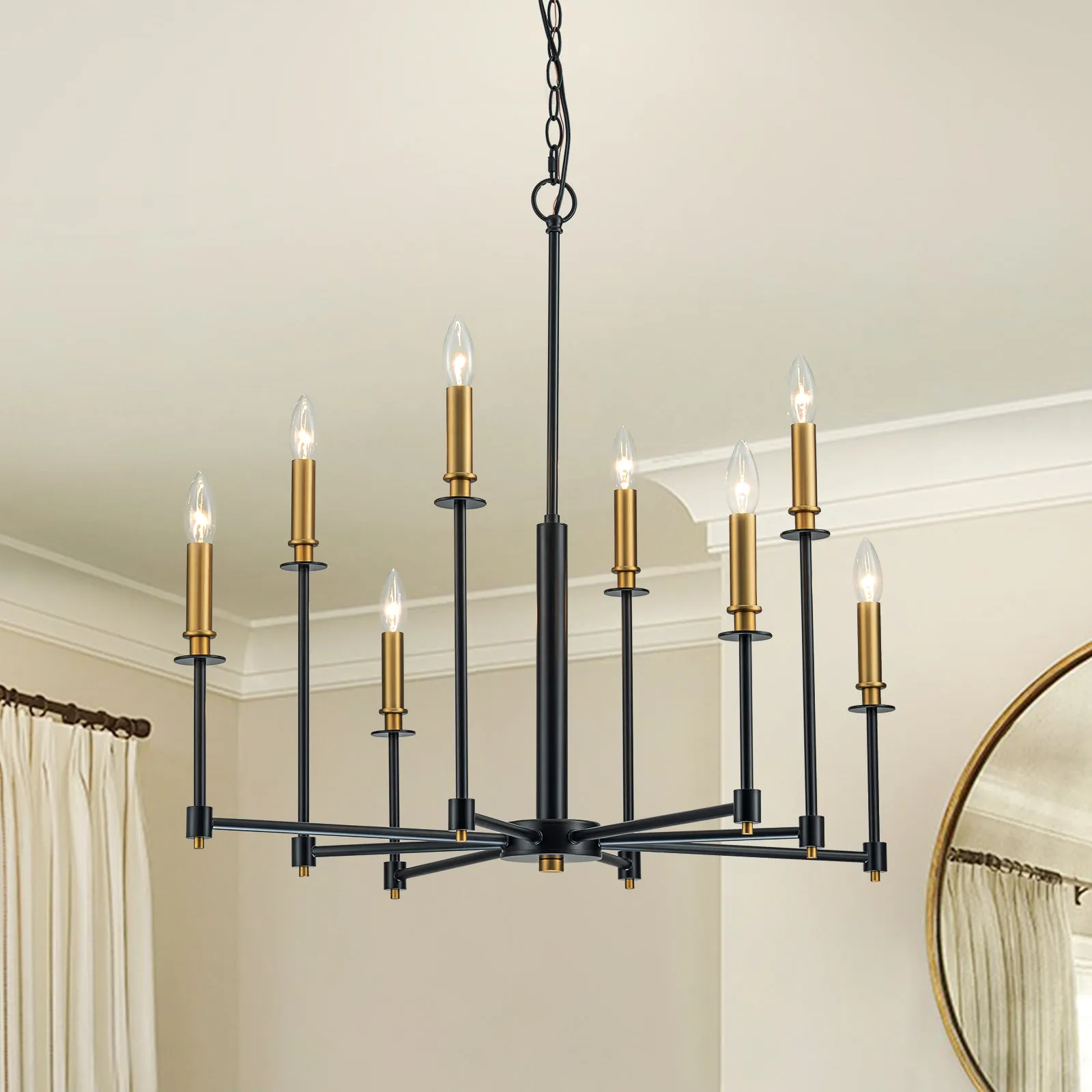 Glowlings 8-Light Contemporary/Classic 32"Wide Large Dimmable Candle Style Chandelier