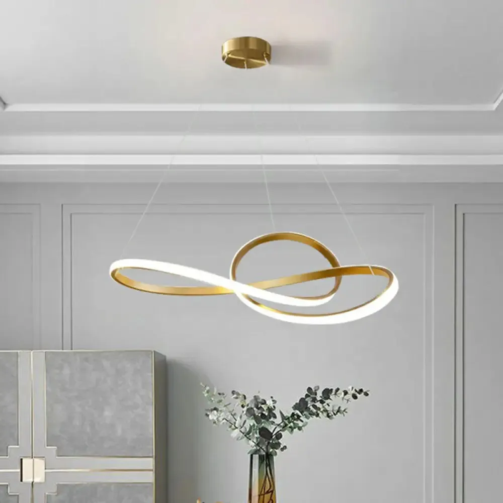 Gold Finish LED Chandelier with Musical Notes - Perfect for Minimalist Living Rooms