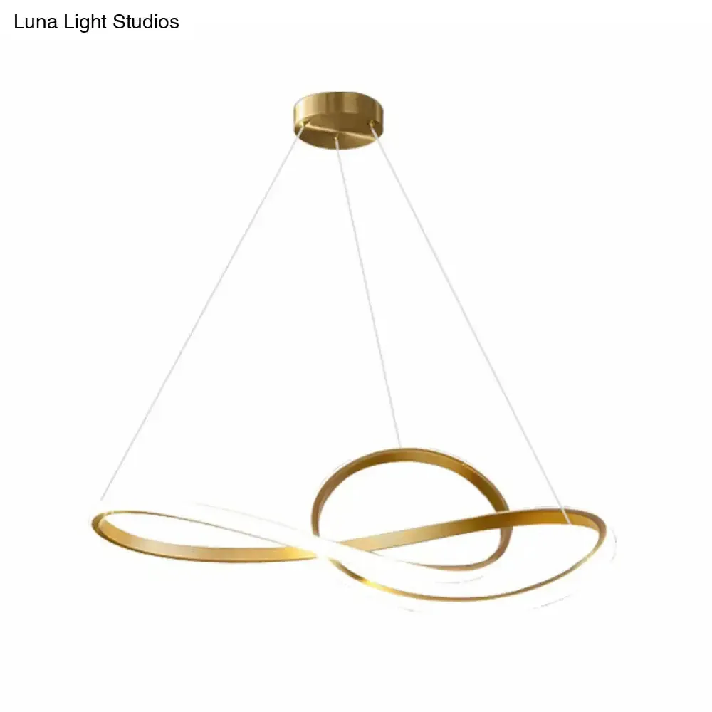 Gold Finish LED Chandelier with Musical Notes - Perfect for Minimalist Living Rooms