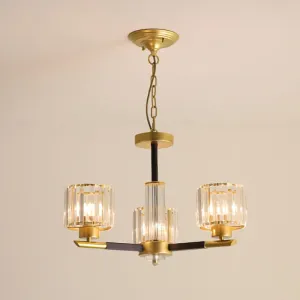 Gold Ribbed Glass Cylinder Chandelier for Modern Living Rooms