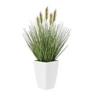 Green Faux Foliage Artificial Plant with White Plastic Pot 12" X 12" X 20"