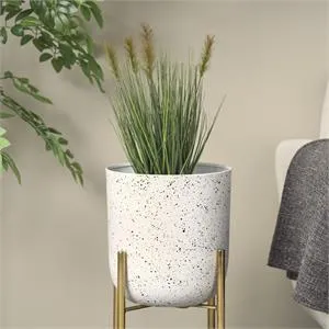 Green Faux Foliage Artificial Plant with White Plastic Pot 12" X 12" X 20"