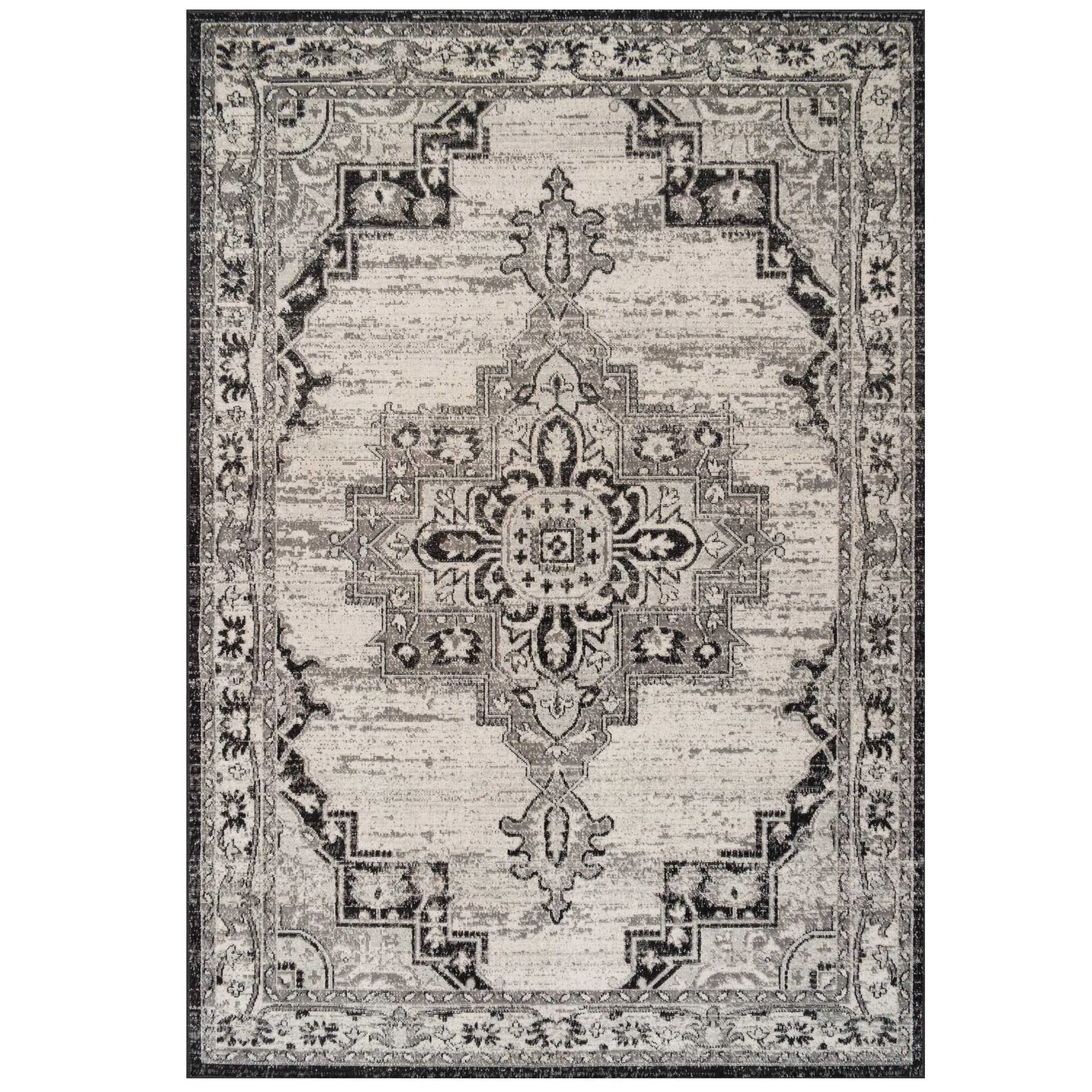 Grey Oriental Living Room Rug - Antik