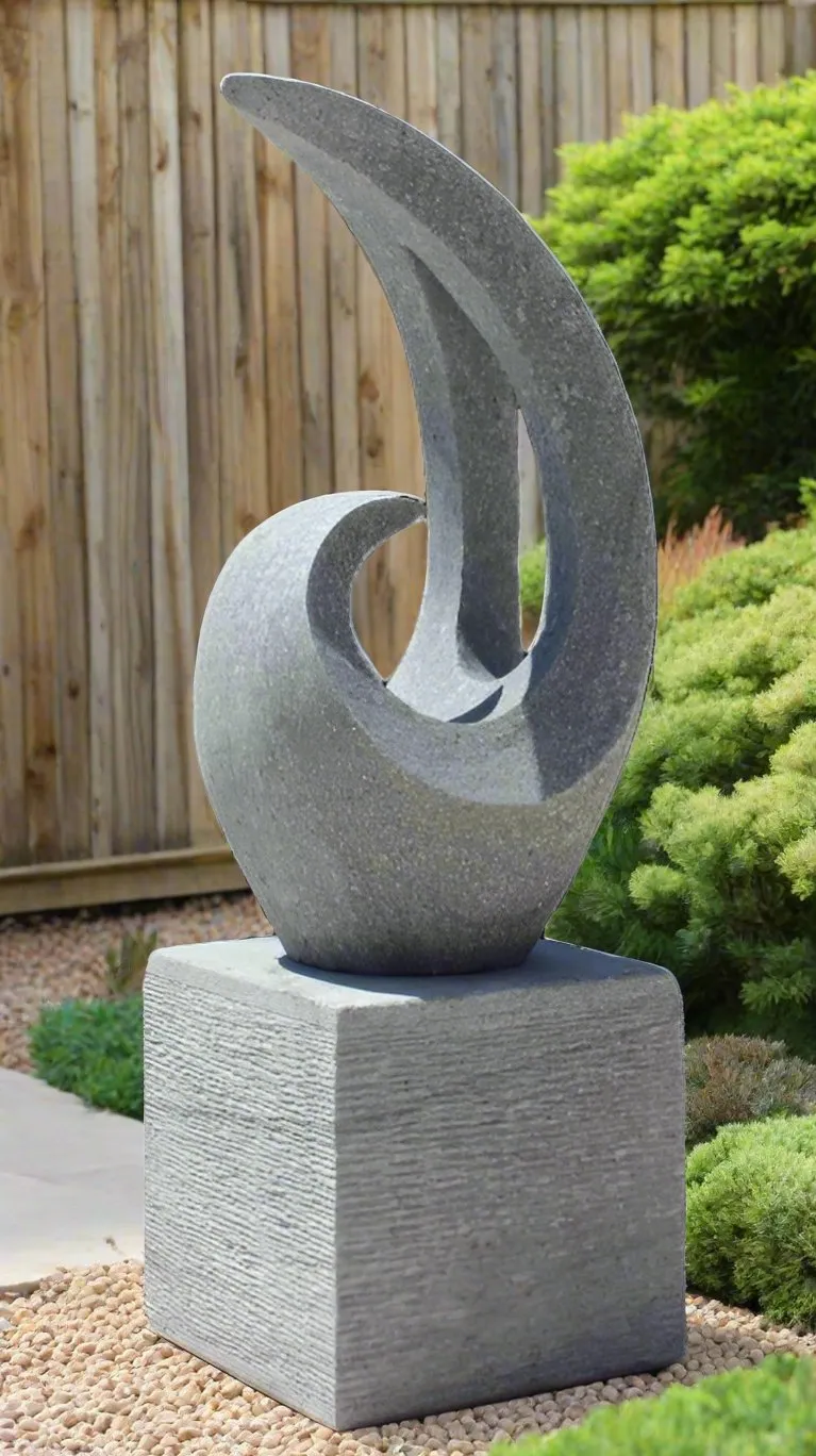 Hand Carved sandstone Contemporary Point Stone Sculpture With Plinth