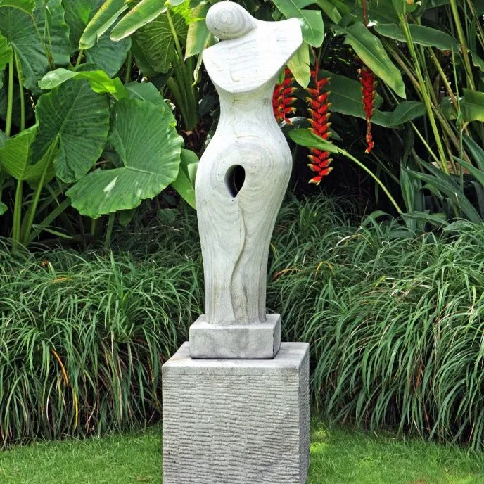 Hand Craved Sandstone Joanne Stone Sculpture With Plinth