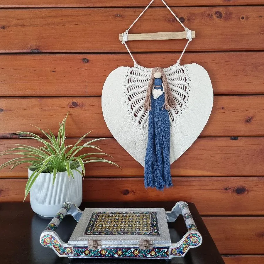 Hand Knotted Angel Macrame Wall Hanging