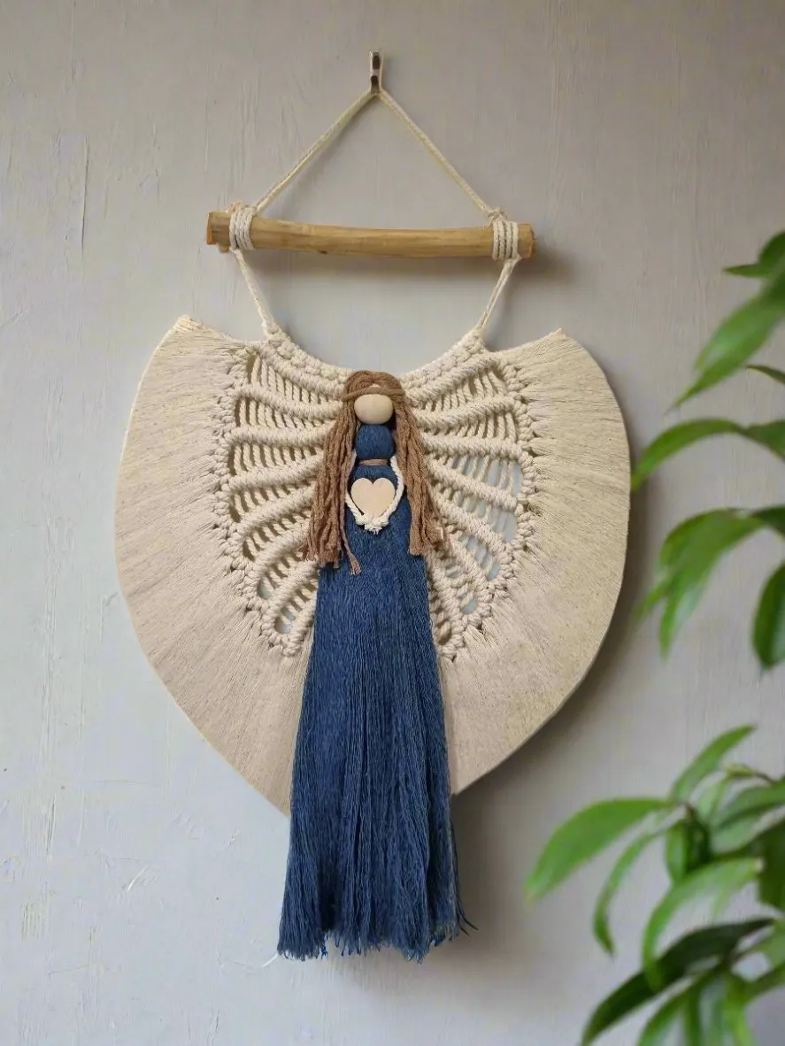 Hand Knotted Angel Macrame Wall Hanging