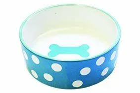 Happy Pet Polka Dot Pet Bowl Blue