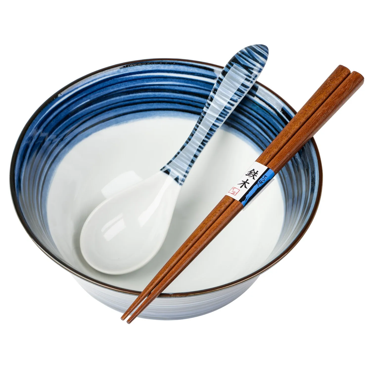 Indigo Blue Japanese Ramen Bowl Gift Set