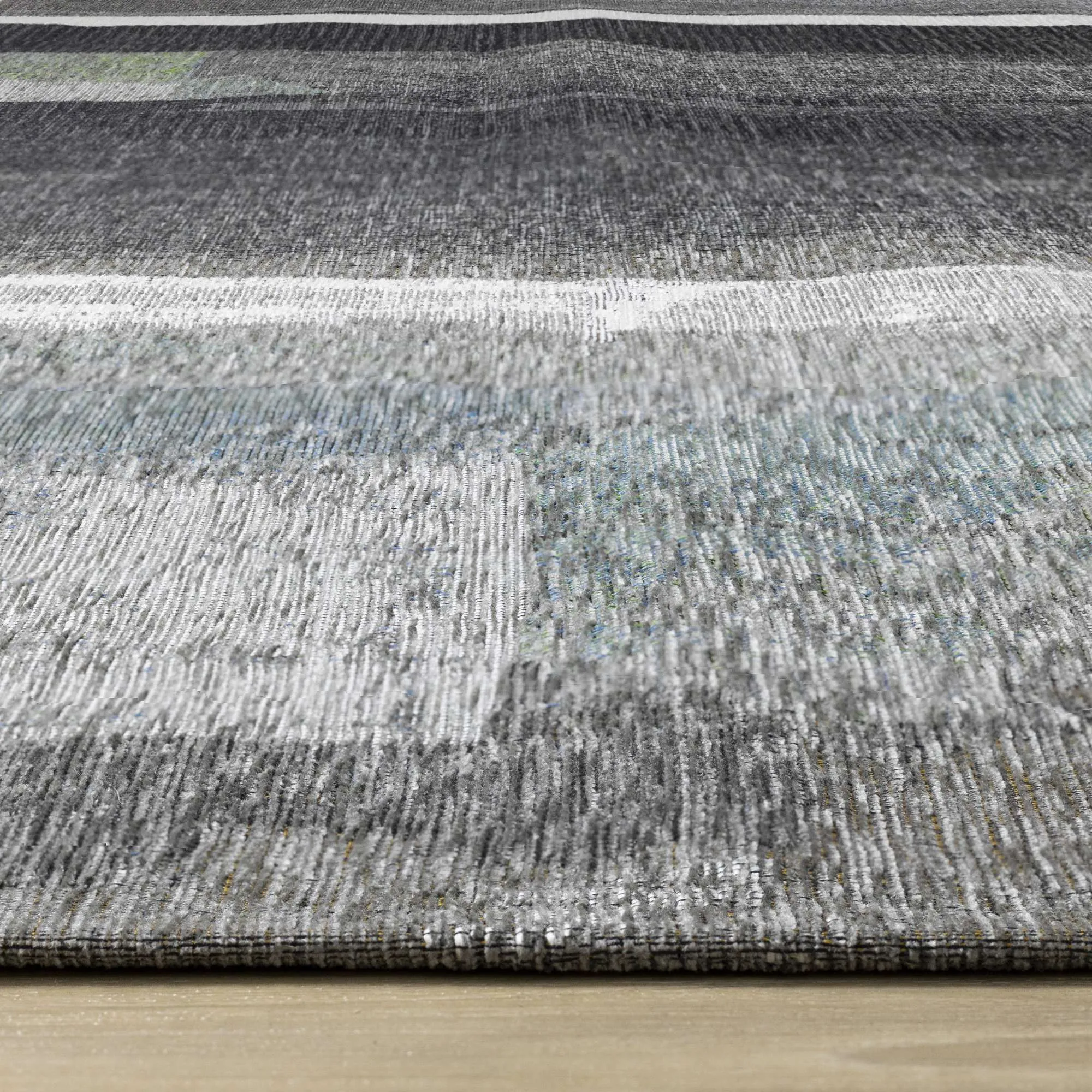 KATE Blue Brown Grey, Painted Rug