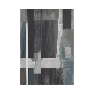 KATE Blue Brown Grey, Painted Rug