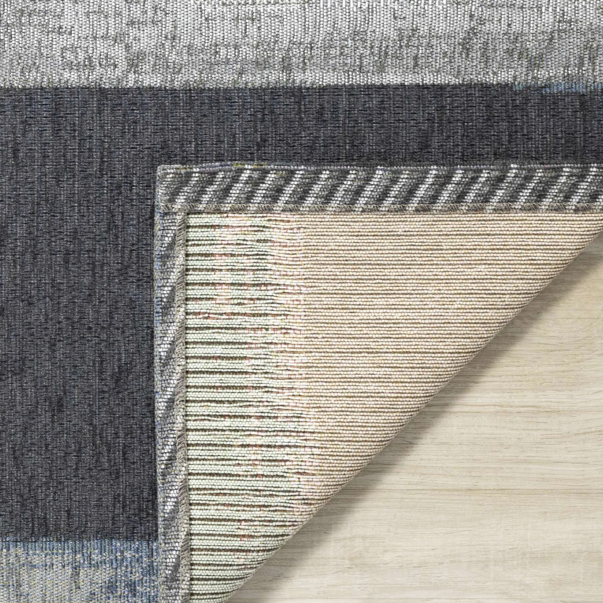 KATE Blue Brown Grey, Painted Rug