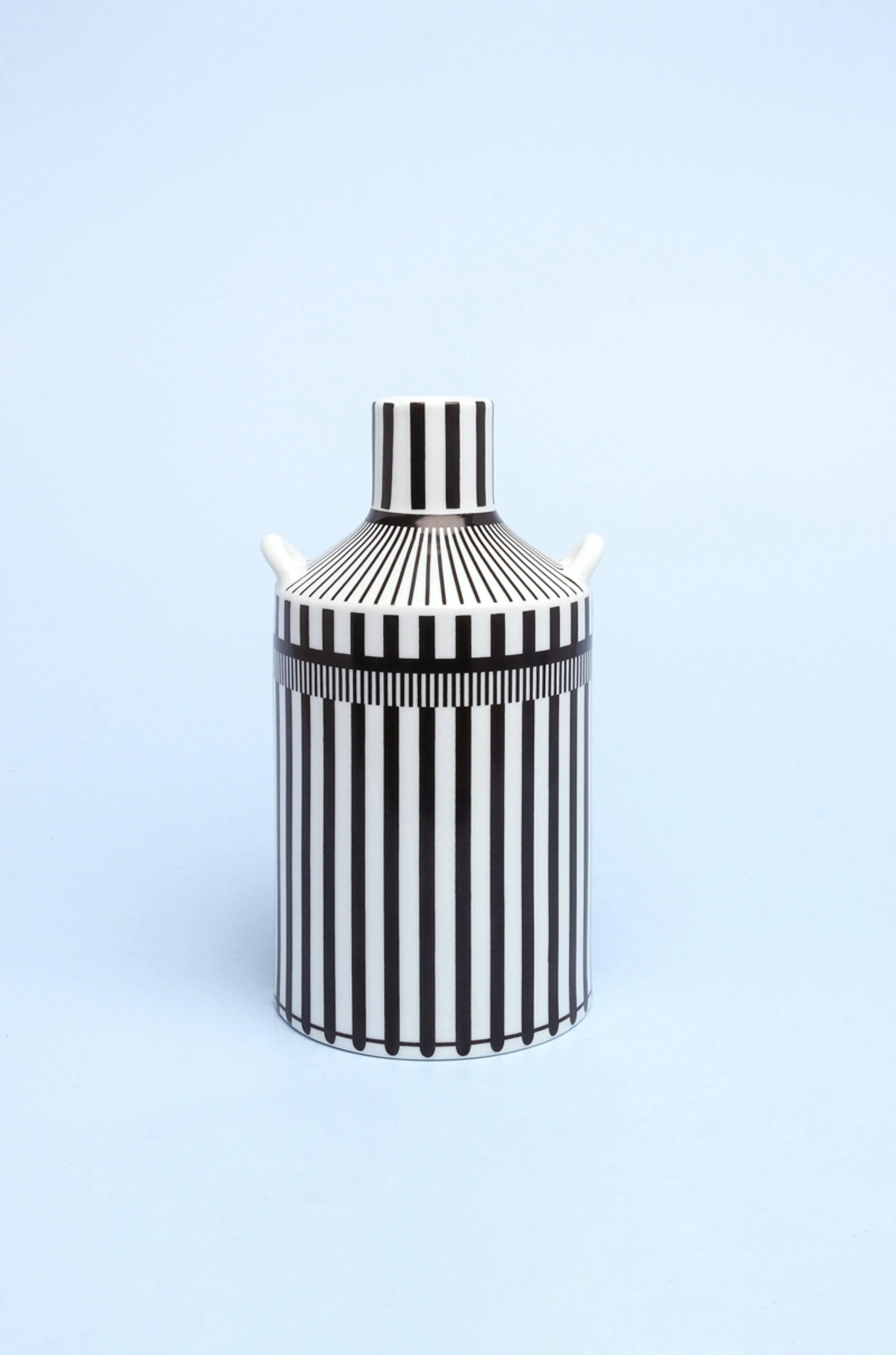 Lagos Black and White Ceramic Stripe Artistic Abstract Geometric Bold Lines Pattern Vase