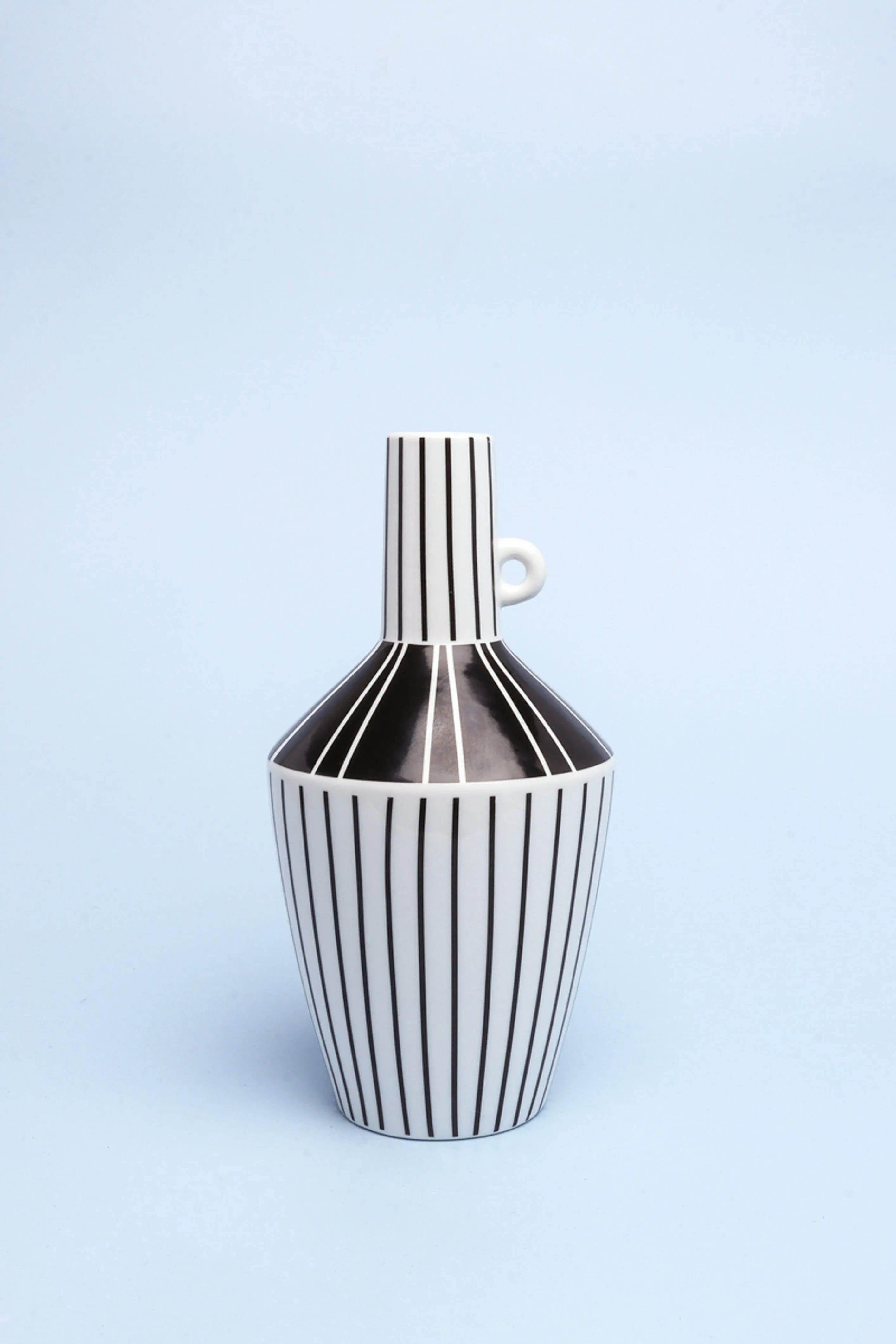 Lagos Black and White Ceramic Stripe Artistic Abstract Geometric Bold Lines Pattern Vase