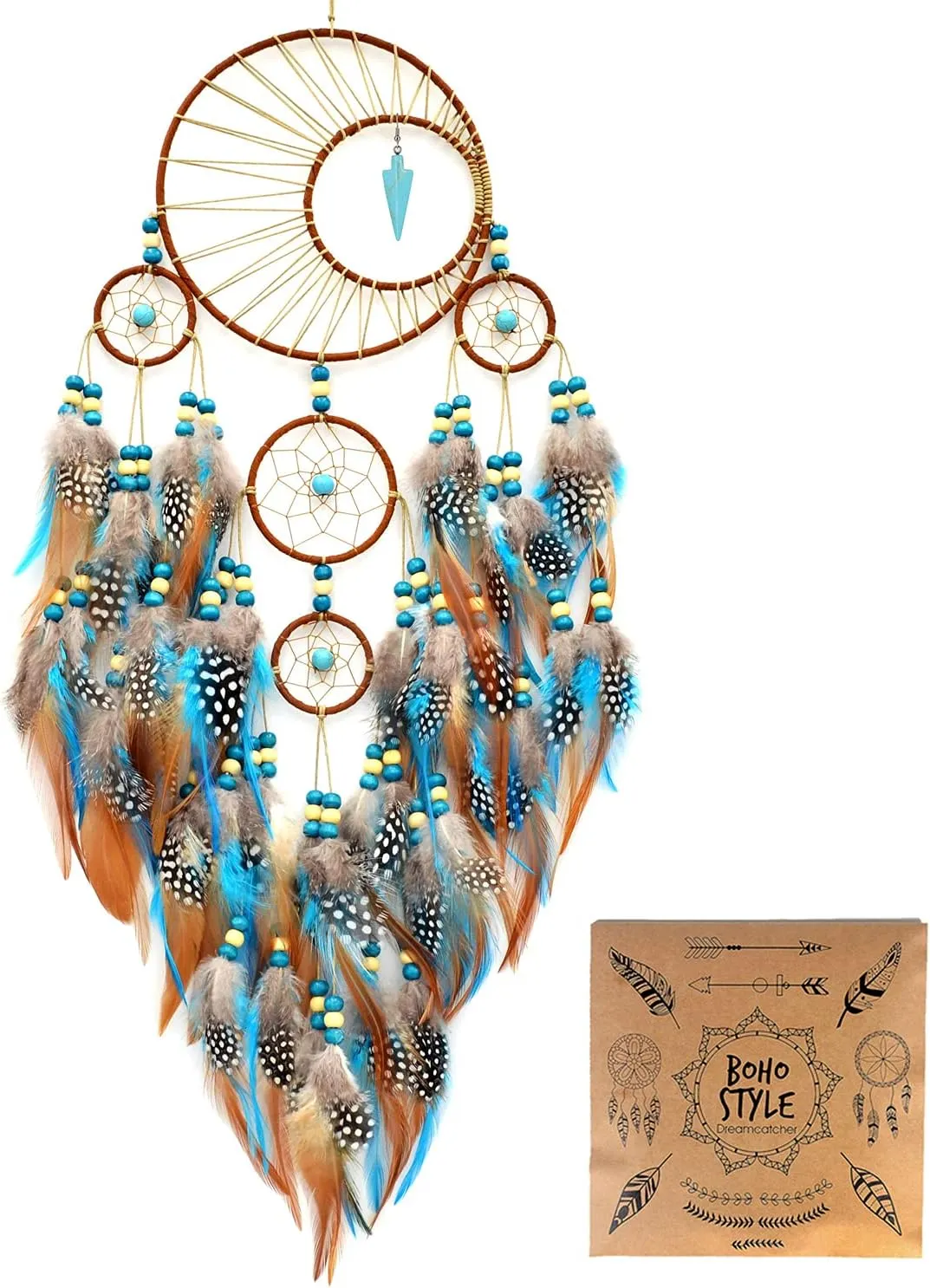 Large Dream Catchers for Bedroom, Boho Turquoise Hanging Ornament