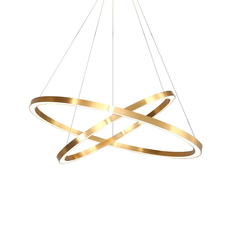 LED Pendant Lighting Polished Brass 2/3/4 Tiered Chandelier - Postmodern Circular Design with Acrylic Shade