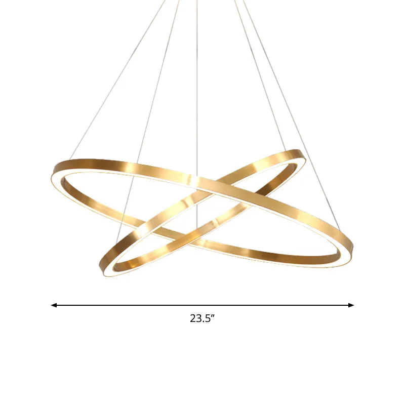 LED Pendant Lighting Polished Brass 2/3/4 Tiered Chandelier - Postmodern Circular Design with Acrylic Shade