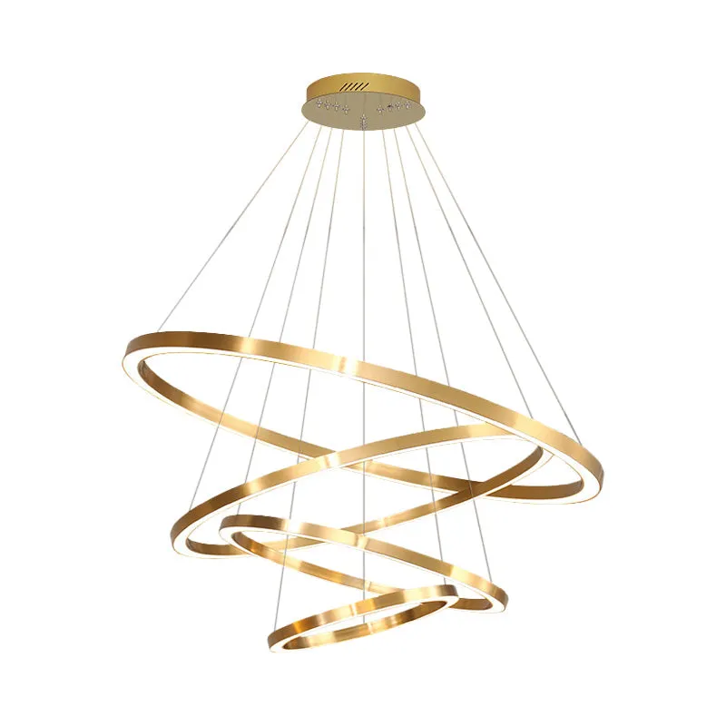 LED Pendant Lighting Polished Brass 2/3/4 Tiered Chandelier - Postmodern Circular Design with Acrylic Shade