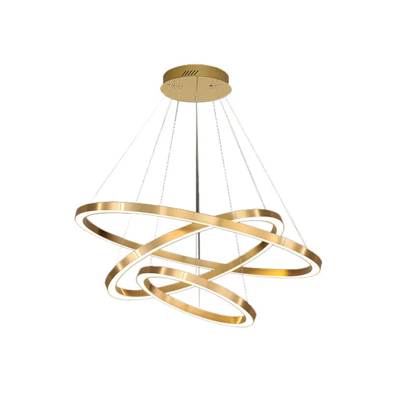 LED Pendant Lighting Polished Brass 2/3/4 Tiered Chandelier - Postmodern Circular Design with Acrylic Shade