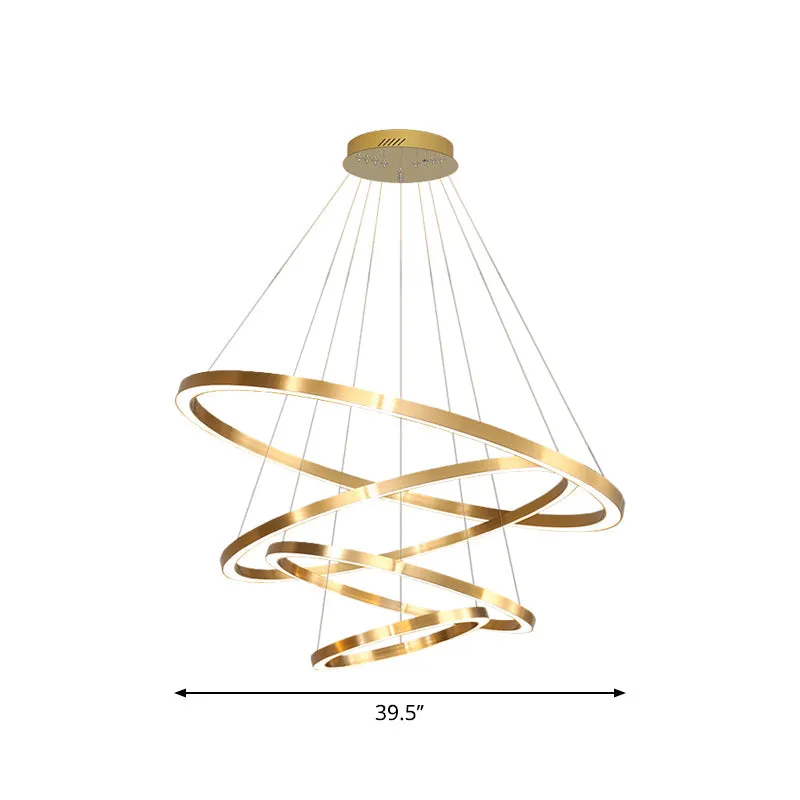 LED Pendant Lighting Polished Brass 2/3/4 Tiered Chandelier - Postmodern Circular Design with Acrylic Shade