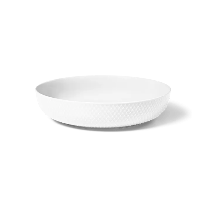 Lyngby Porcelæn Rhombe Serving Bowl, White, Ø: 11.3''