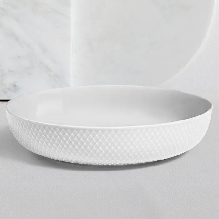 Lyngby Porcelæn Rhombe Serving Bowl, White, Ø: 11.3''