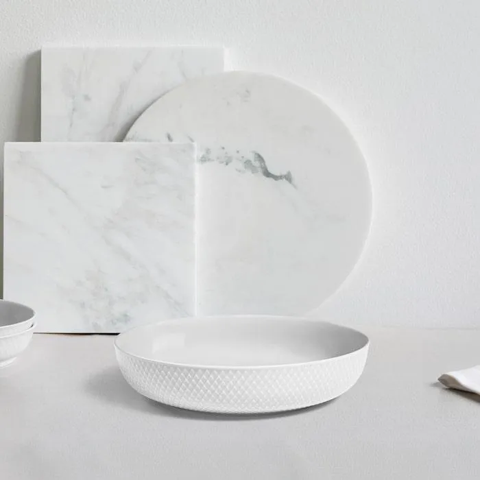 Lyngby Porcelæn Rhombe Serving Bowl, White, Ø: 11.3''