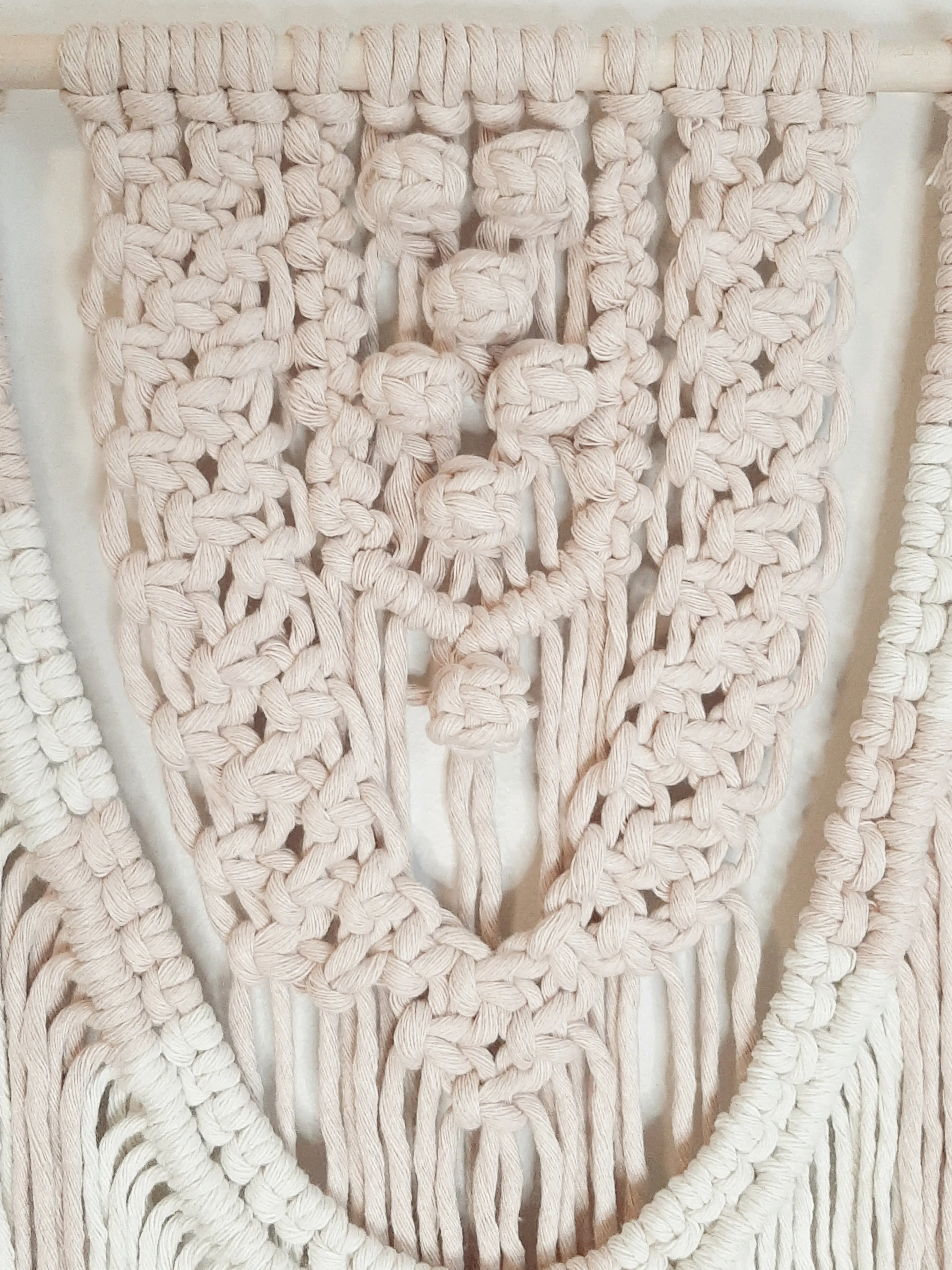 Macrame Wall Hanging - Baby Pink and Natural Medium Macrame