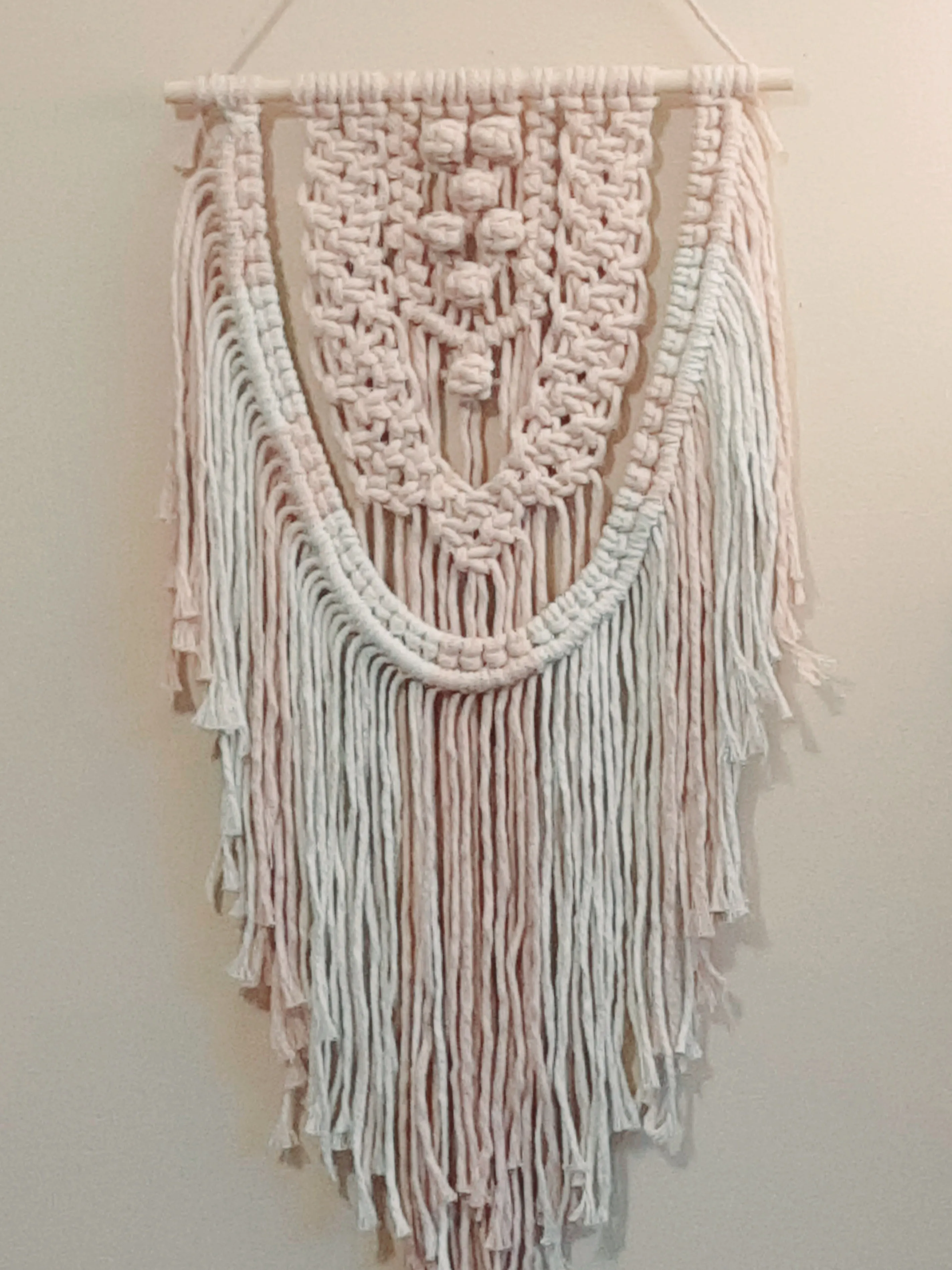 Macrame Wall Hanging - Baby Pink and Natural Medium Macrame