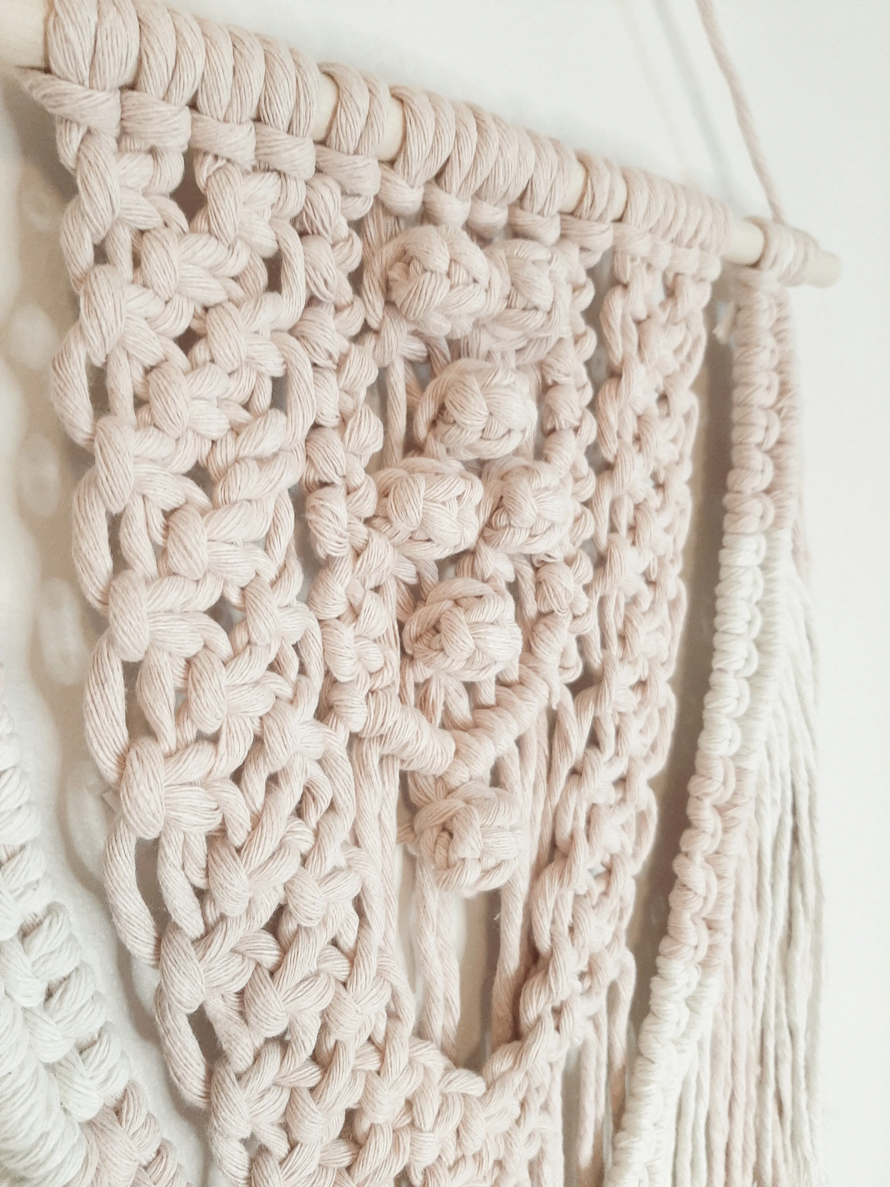 Macrame Wall Hanging - Baby Pink and Natural Medium Macrame