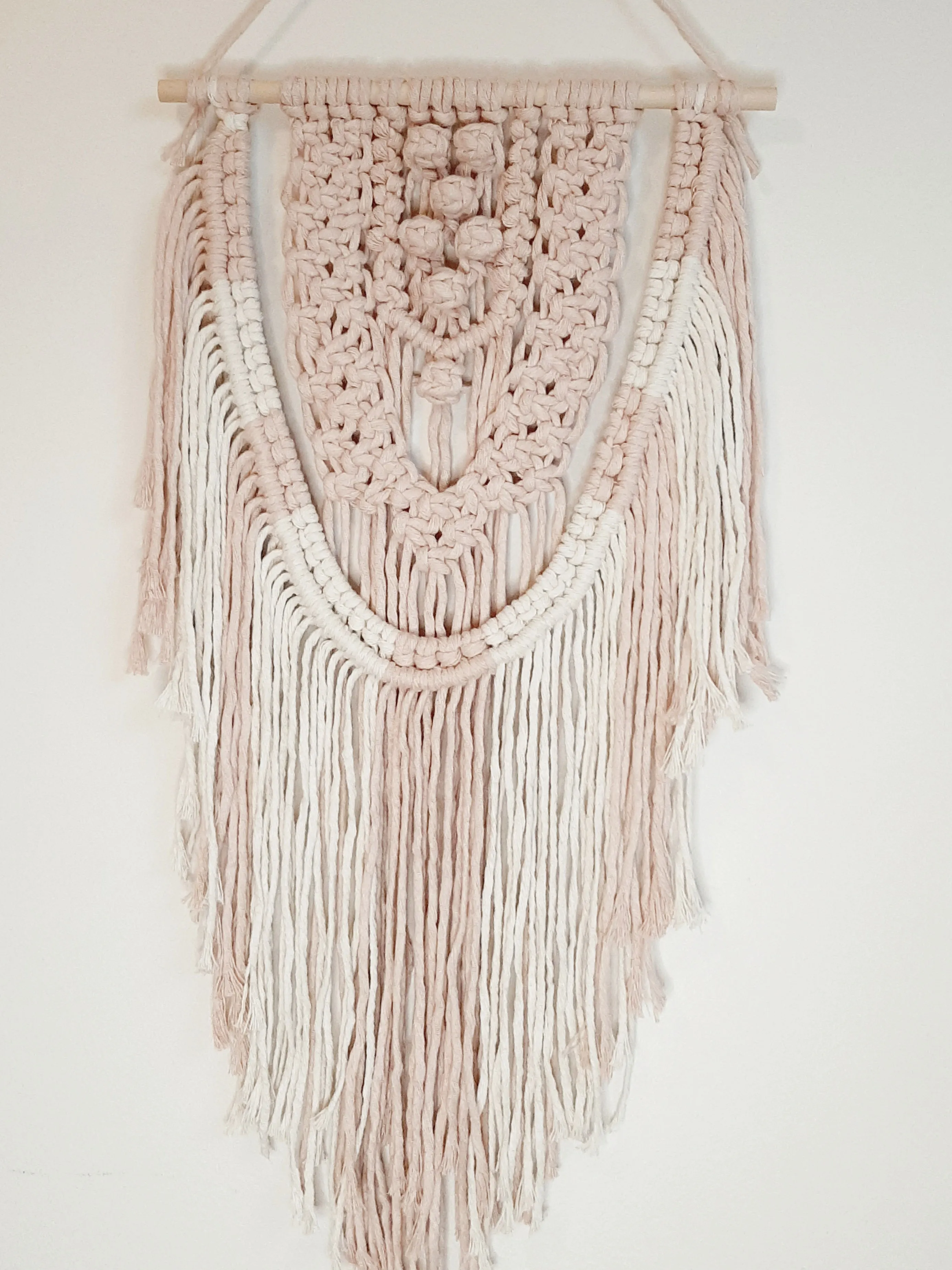 Macrame Wall Hanging - Baby Pink and Natural Medium Macrame