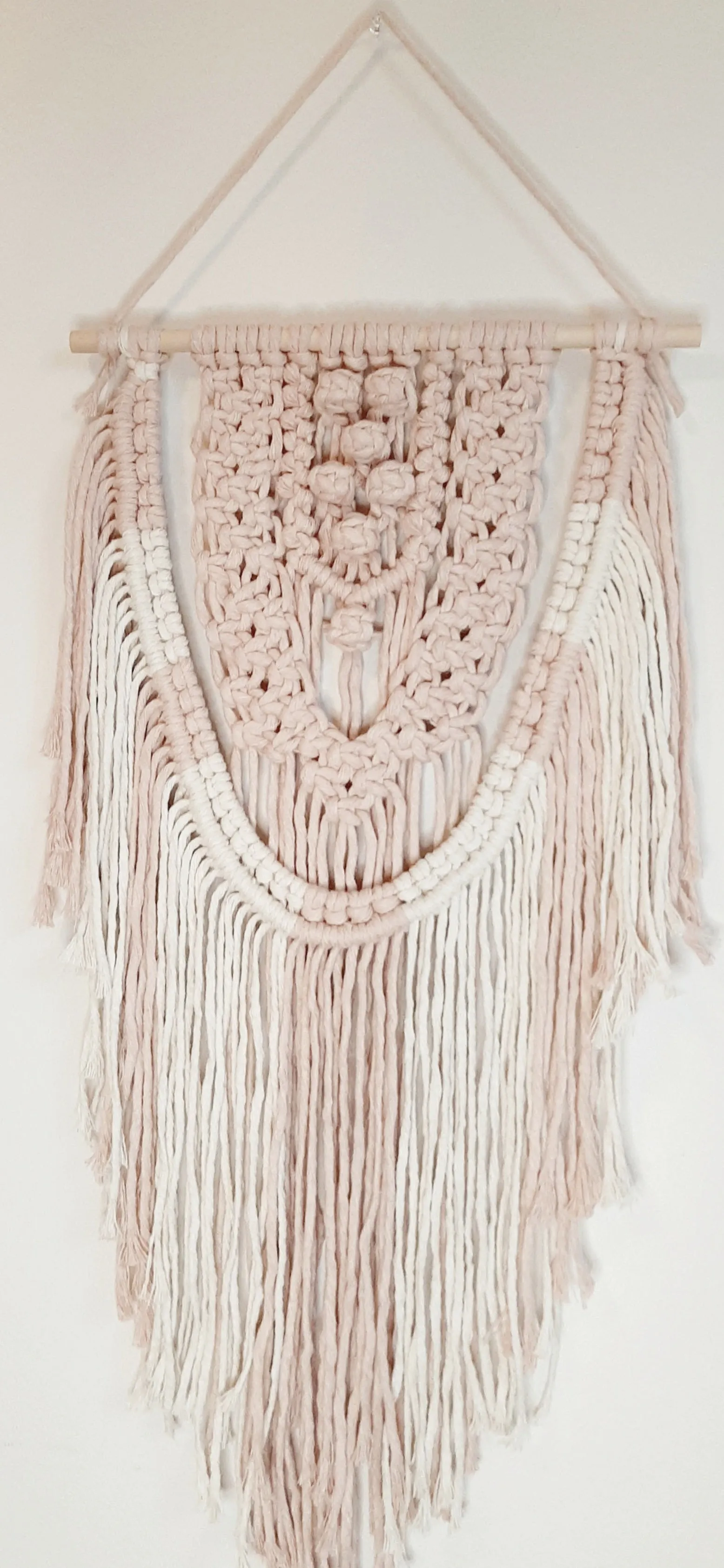 Macrame Wall Hanging - Baby Pink and Natural Medium Macrame