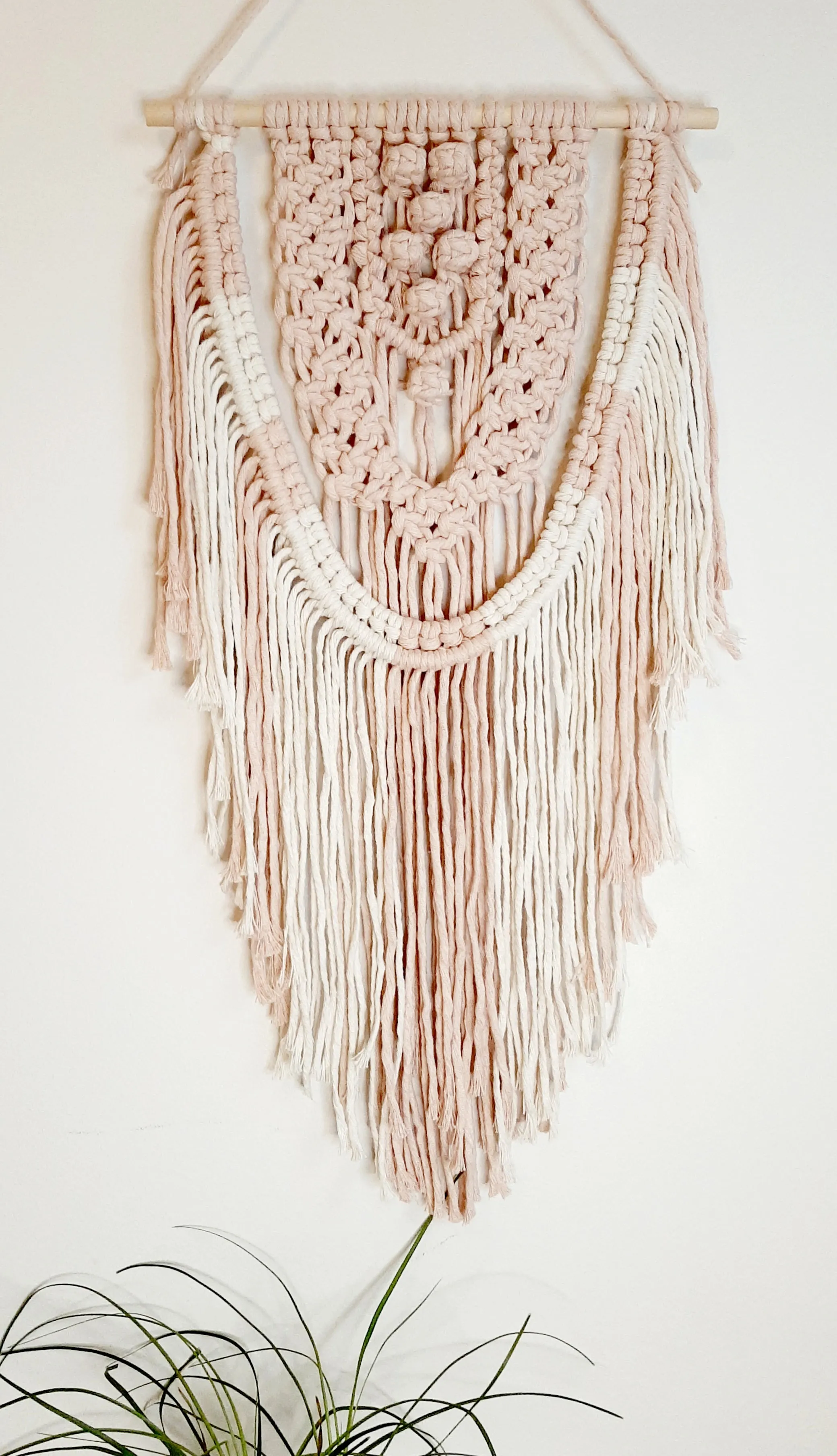 Macrame Wall Hanging - Baby Pink and Natural Medium Macrame