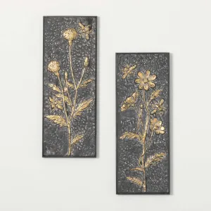 Metallic Floral Wall Panel Set