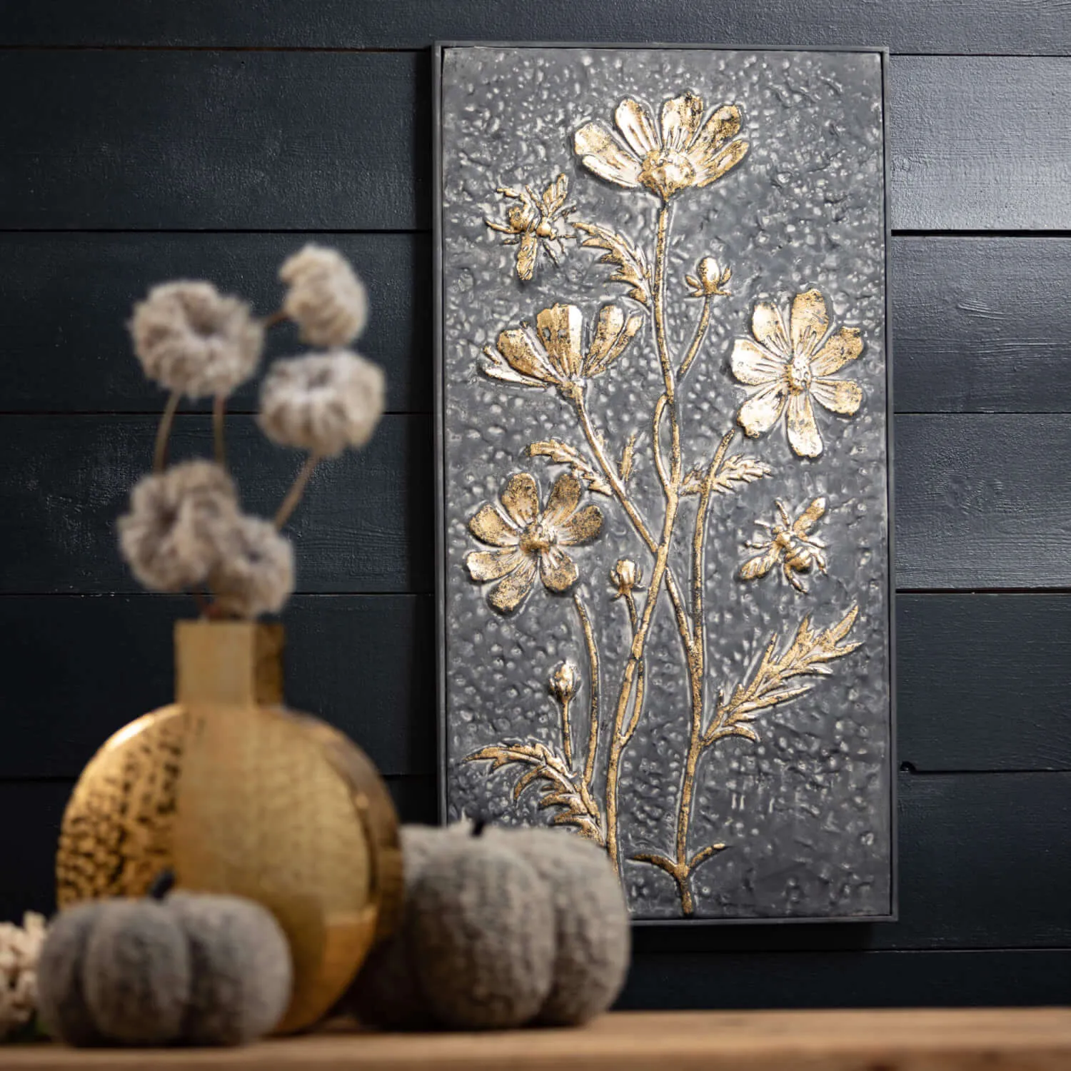 Metallic Floral Wall Panel