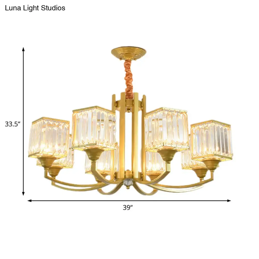 Minimalist Crystal Sputnik Chandelier Pendant Light - Gold Finish (3/6/8 Lights) for Living Room Ceiling