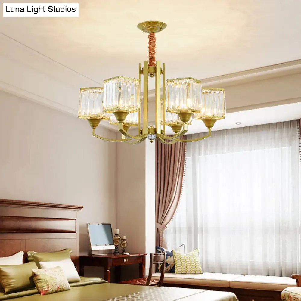 Minimalist Crystal Sputnik Chandelier Pendant Light - Gold Finish (3/6/8 Lights) for Living Room Ceiling