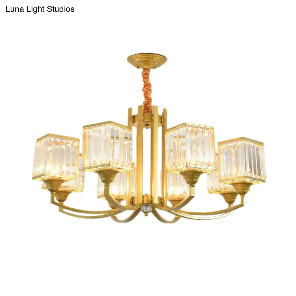 Minimalist Crystal Sputnik Chandelier Pendant Light - Gold Finish (3/6/8 Lights) for Living Room Ceiling