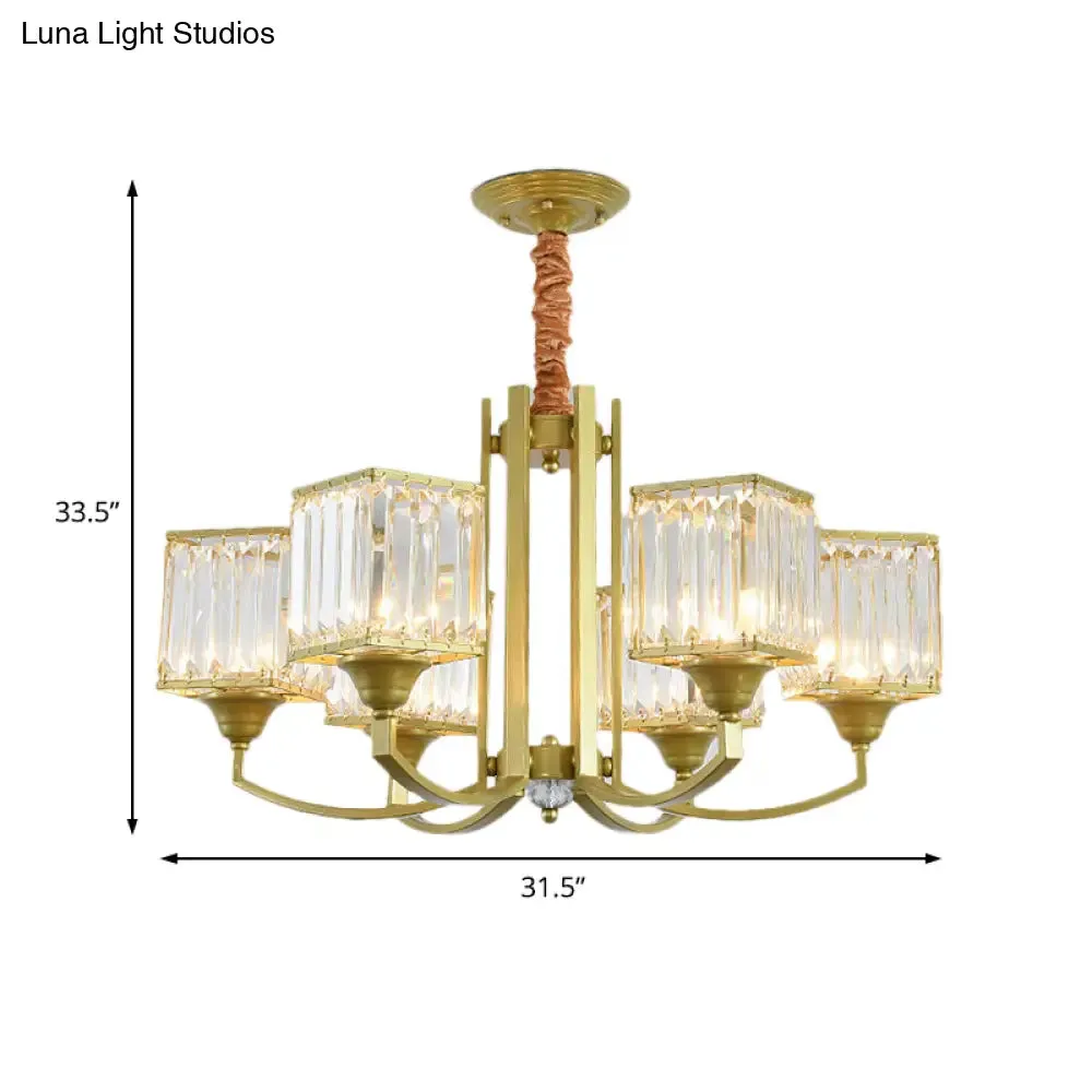 Minimalist Crystal Sputnik Chandelier Pendant Light - Gold Finish (3/6/8 Lights) for Living Room Ceiling