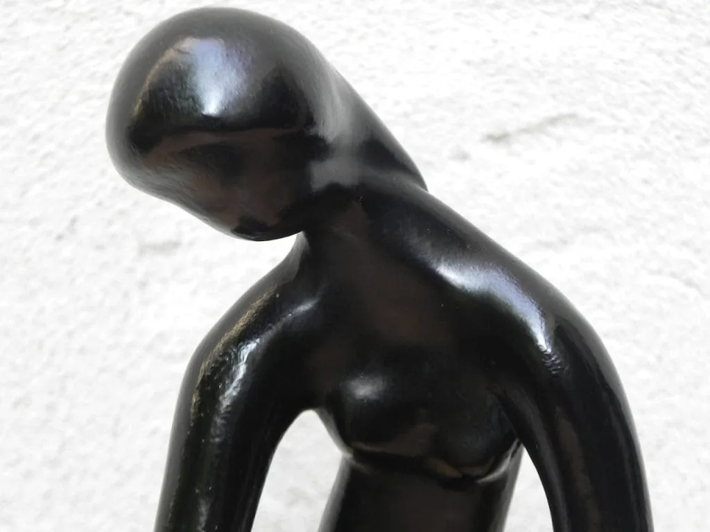 Modern Black Ceramic Male Female Sculpture Bookends