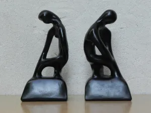 Modern Black Ceramic Male Female Sculpture Bookends