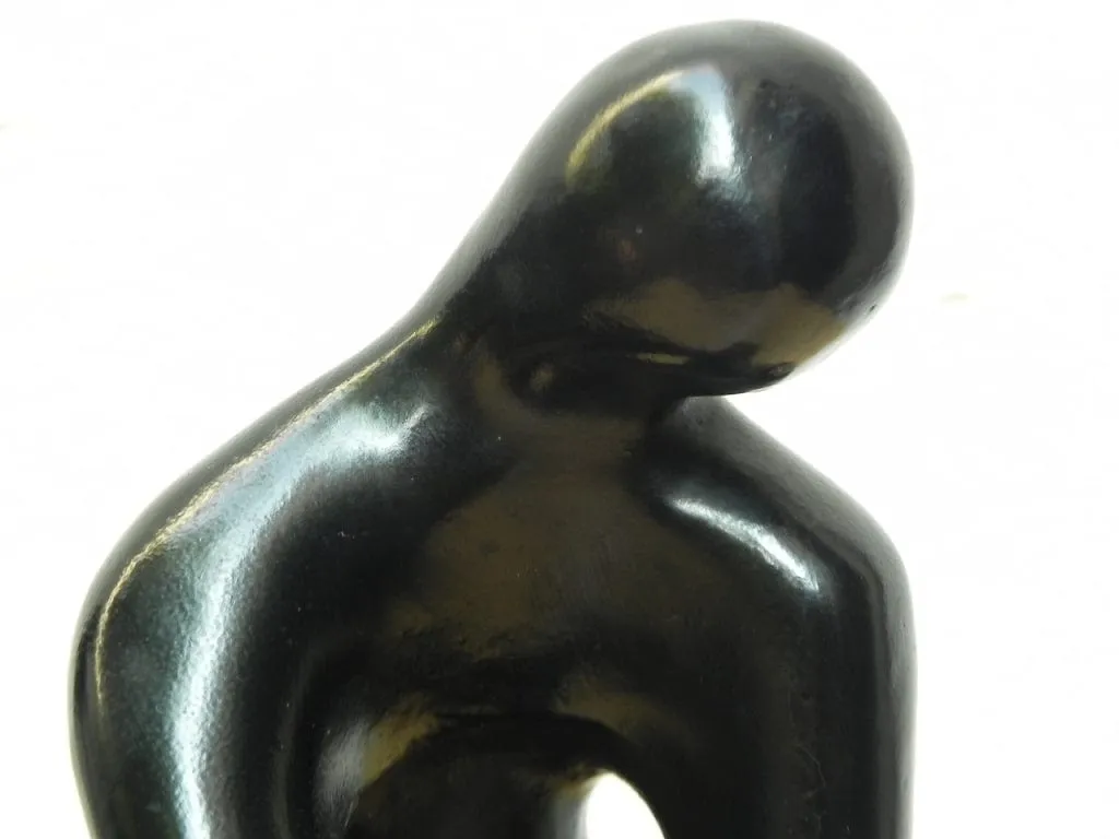 Modern Black Ceramic Male Female Sculpture Bookends