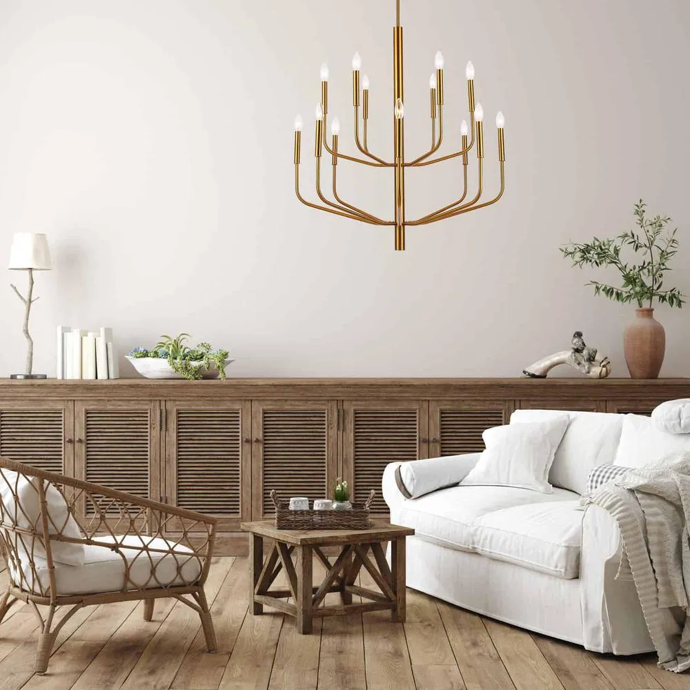 Modern Brass Refined Contemporary Electroplated Aged Brass Chandelier