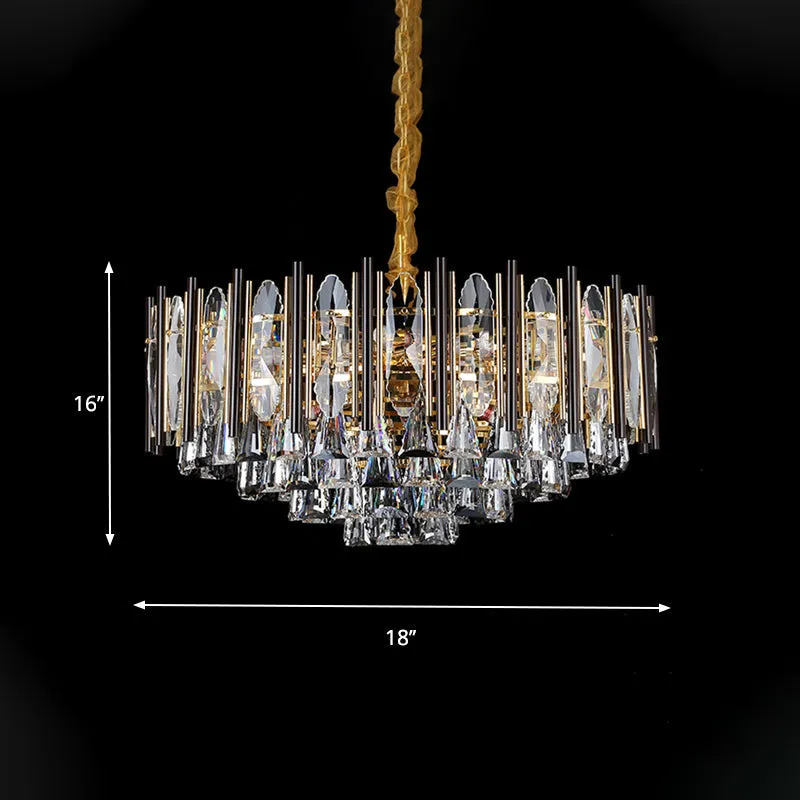 Modern Clear Crystal 7-Light Black Conical Chandelier - Stylish Living Room Pendant Lamp Kit